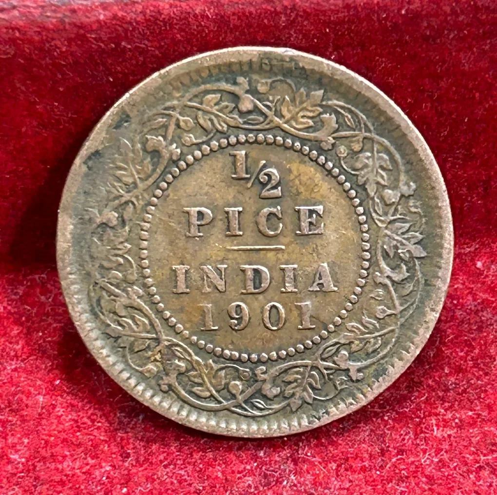 1901 British- India 1/2 Pice (Victoria) Calcutta Mint Rare Coin#C-201