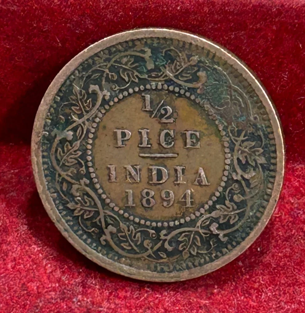 1894 British- India 1/2 Pice (Victoria) Calcutta Mint Rare Coin#C-203