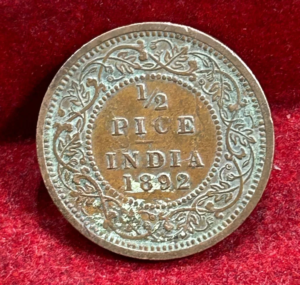 1892 British- India 1/2 Pice (Victoria) Calcutta Mint Rare Coin#C-204