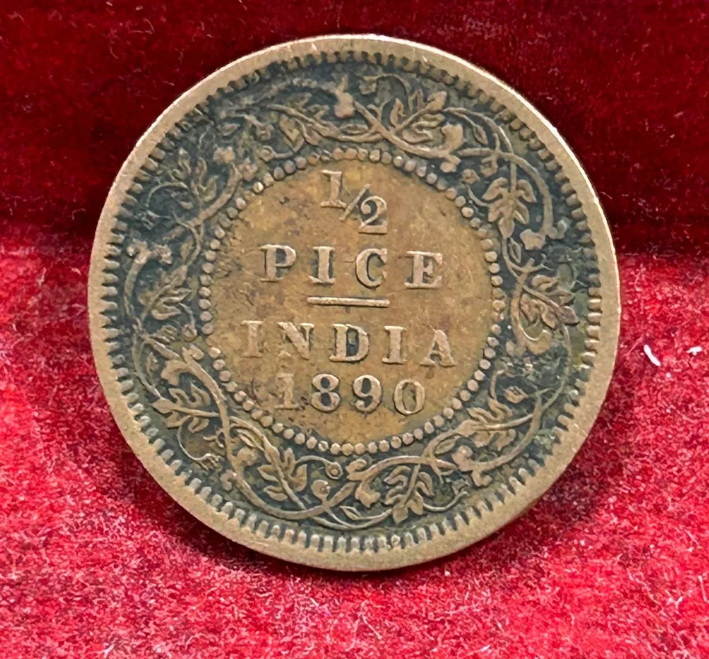 1890 British- India 1/2 Pice (Victoria) Calcutta Mint Rare Coin#C-206