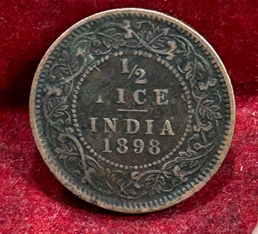 1898 British- India 1/2 Pice (Victoria) Calcutta Mint Rare Coin#C-208