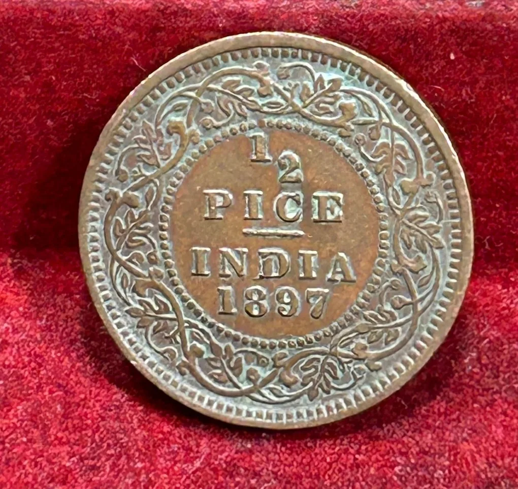 1897 British- India 1/2 Pice (Victoria) Calcutta Mint Rare Coin#C-211