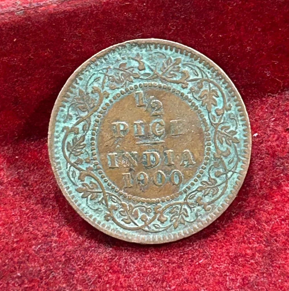 1900 British- India 1/2 Pice (Victoria) Calcutta Mint Rare Coin#C-214