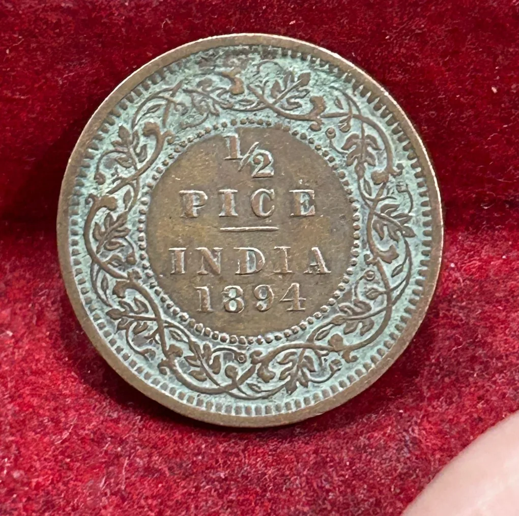 1894 British- India 1/2 Pice (Victoria) Calcutta Mint Rare Coin#C-215