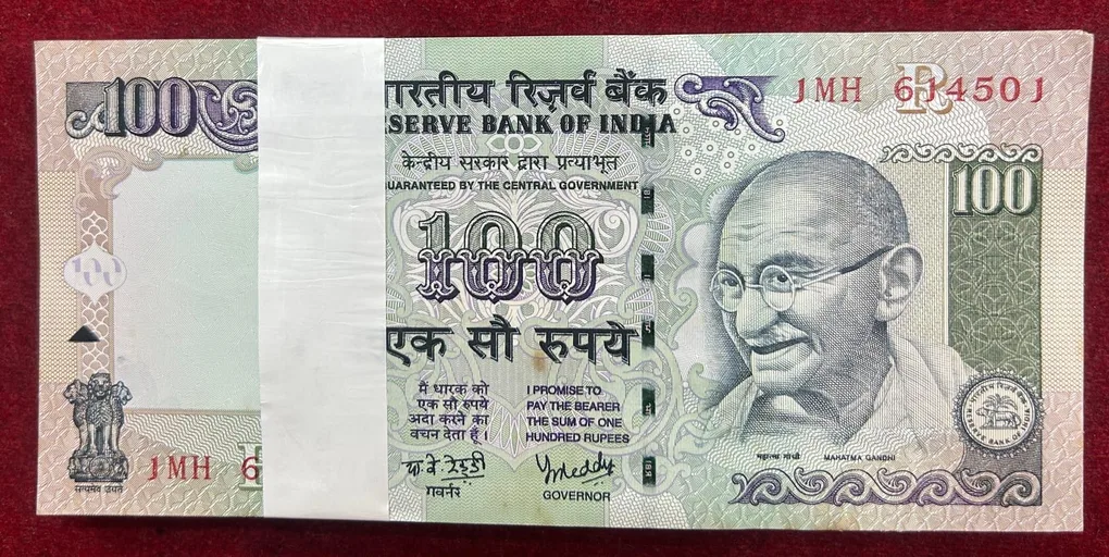 100 RUPEES GOVERNOR Y.B.REDDY RARE 100 NOTE UNC SERIAL PACKET