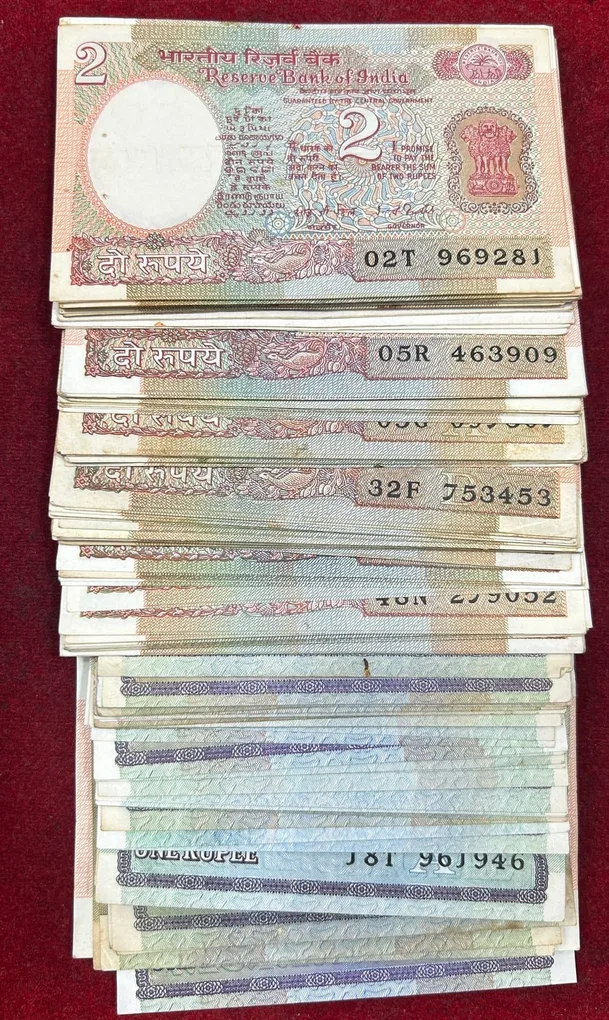 134 NOTE (ONE RUPEES, TWO RUPEES) MIX CONDITION MIX GOVERNOR (134 NOTE)#B-7