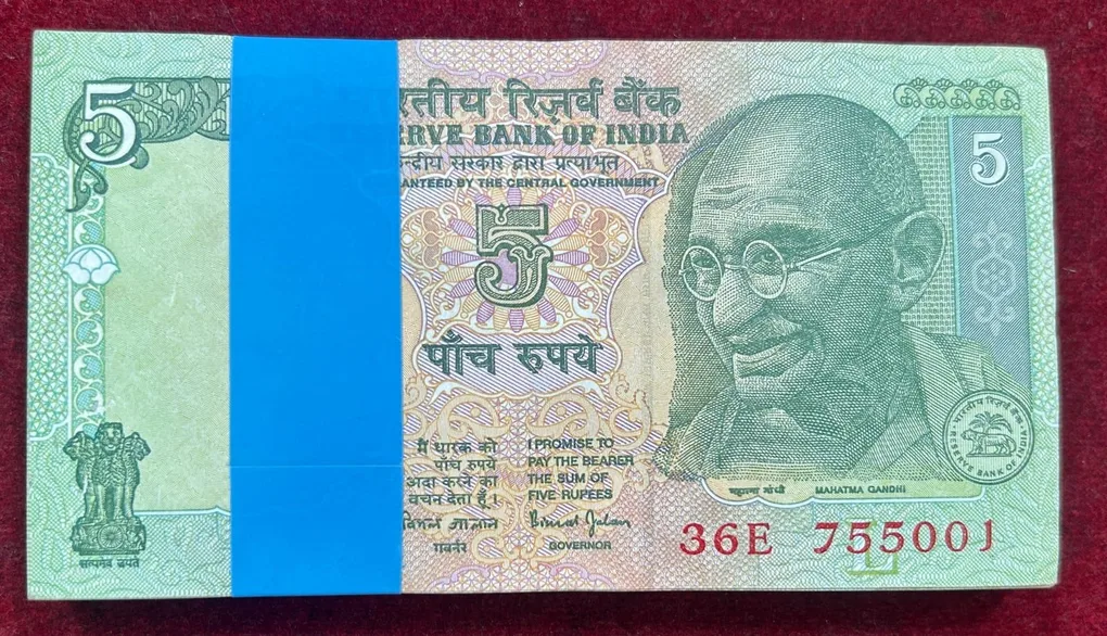 5 RUPEES (GANDHI) GOVERNOR BIMAL JALAN RARE (100 NOTE) SERIAL PACKET