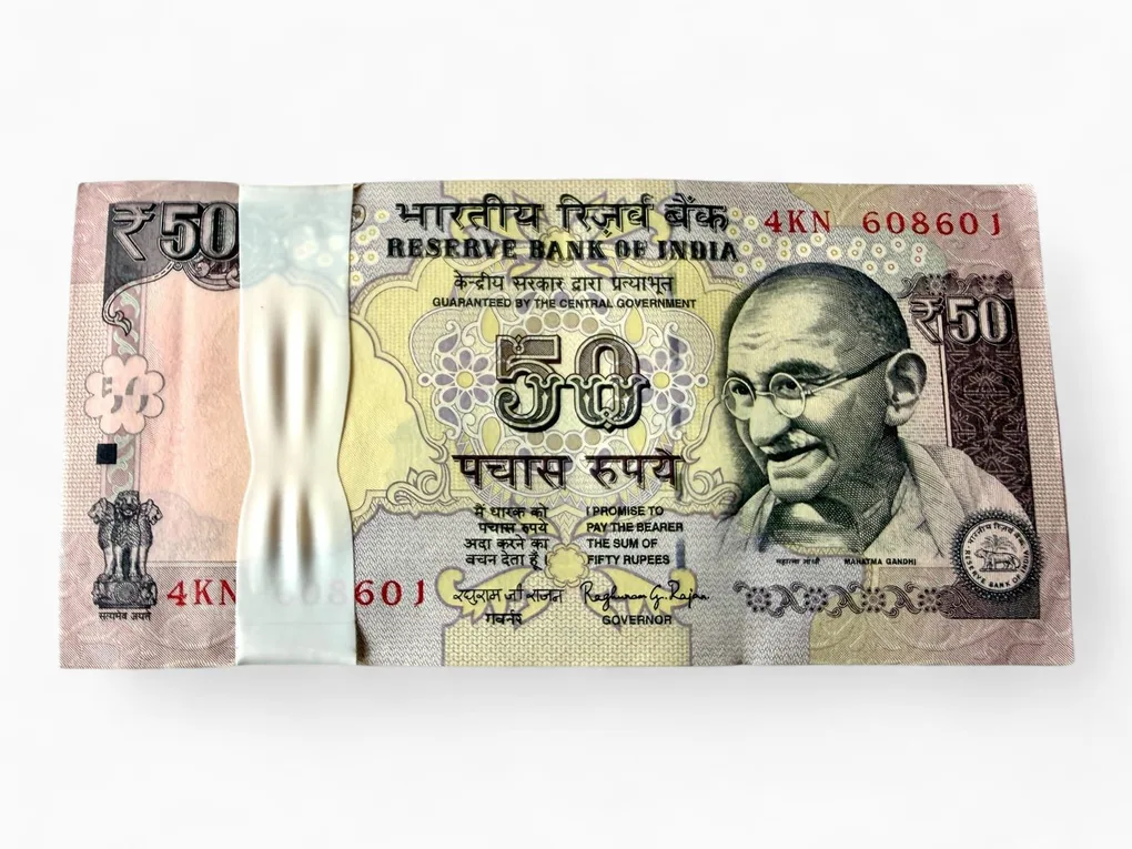 Rs 50 India Banknote Serial Bundle Inset L 2016 Issue Rupee Symbol Signed By Raghuram Rajan Unique and Rare