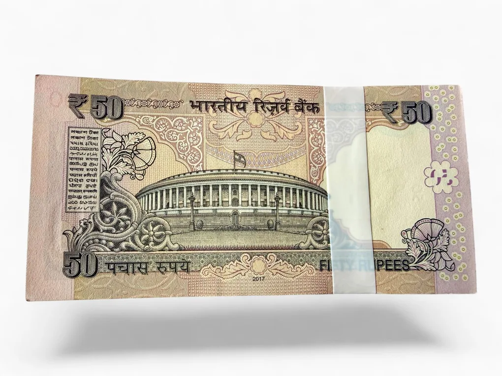 Rs 50 India Banknote Serial Bundle Inset L 2017 Issue Rupee Symbol Signed By Urjit Patel Telescope Unique and Rare