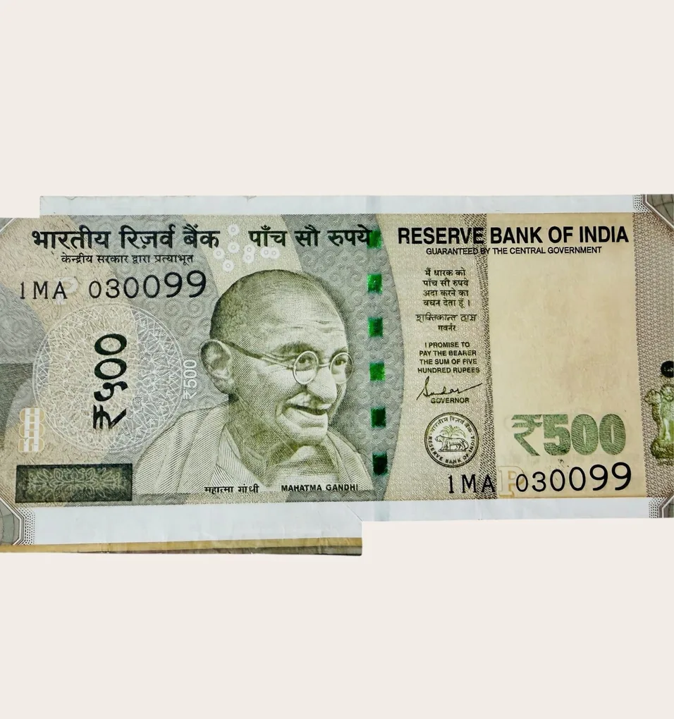 Rs 500 India Banknote Massive Extra Paper Error Unique and Rare