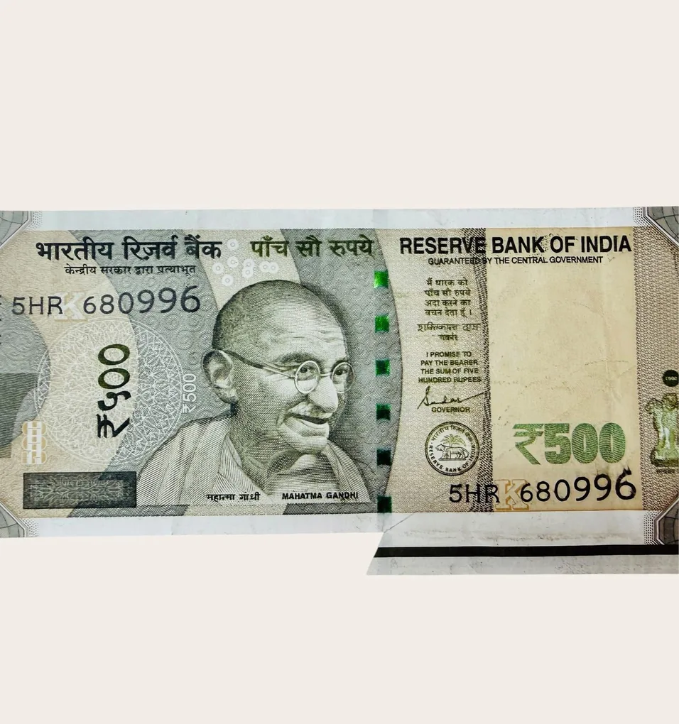 Rs 500 India Banknote Massive Extra Paper Butterfly Error Unique and Rare
