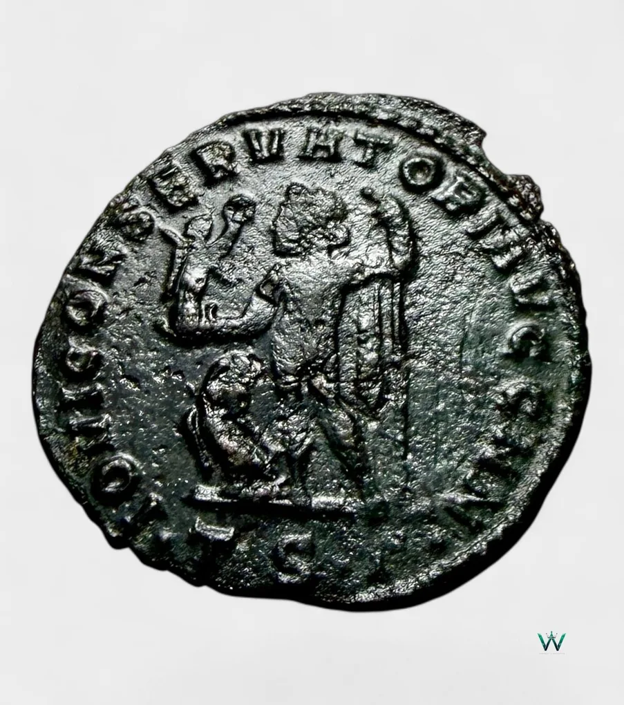 Ancient Roman Follis Nummus Bronze Issue Roman Empire 4th Century Emperor Constantine Ultra Unique and Rare Tetrarchy Period
