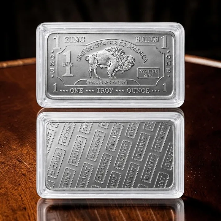 United States 1 Troy Ounce 999 Fine Zinc Bullion Bar Ultra Unique and Rare