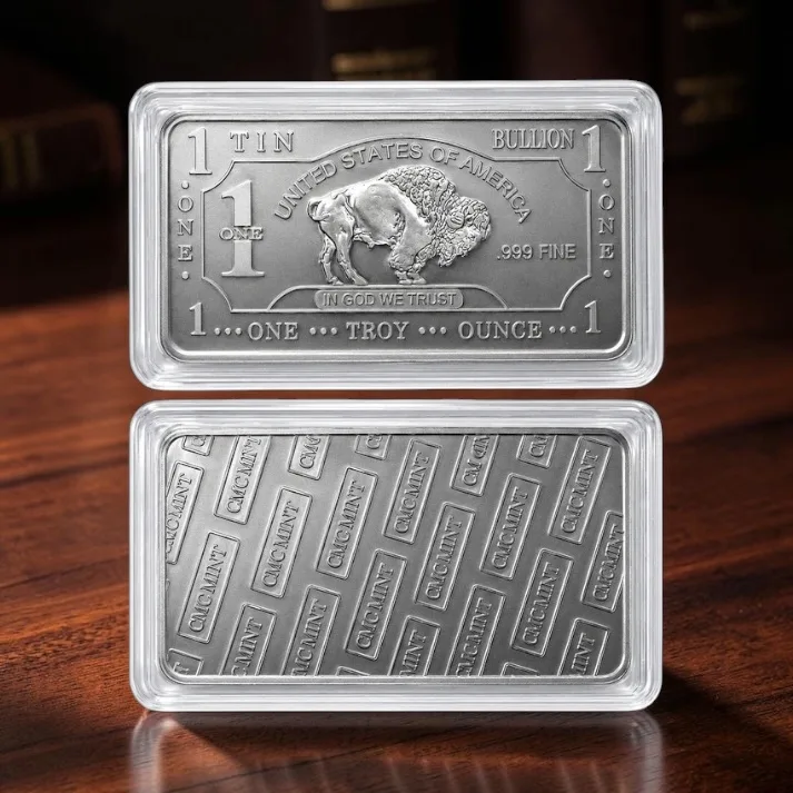 United States 1 Troy Ounce 999 Fine Tin Bullion Bar Ultra Unique and Rare