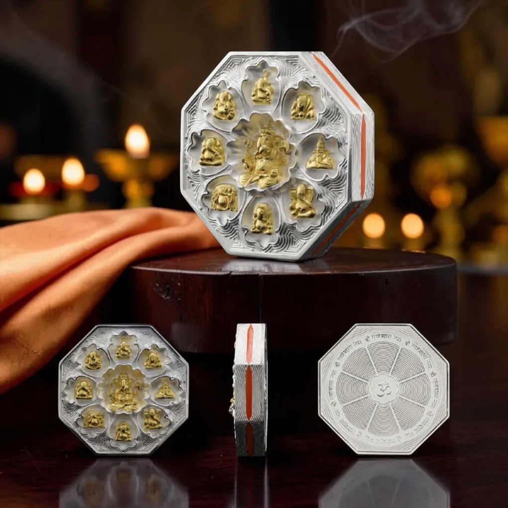 Temple Coin Collection Shree Ashtavinayak Ganpati 50 Grams Pure 999 Silver Swiss Made Ultra Unique and Rare