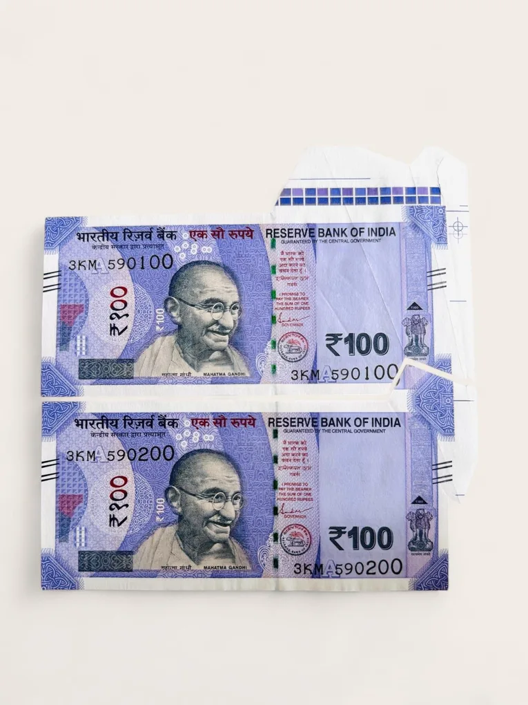 Rs 100 India Banknote Sheet Error Unique and Rare