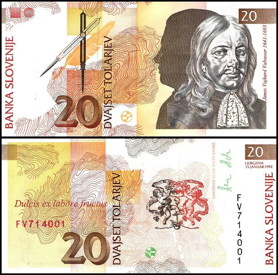 Slovenia 20 Tolarjev Banknote 1992 P12a UNC Unique and rare