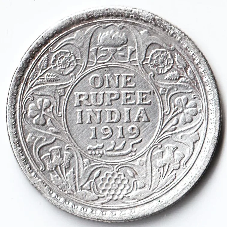 Rare 1919 One Rupee of George V King Emperor Calcutta Mint Silver 11.66 Gram British India Coin Same as per shown given