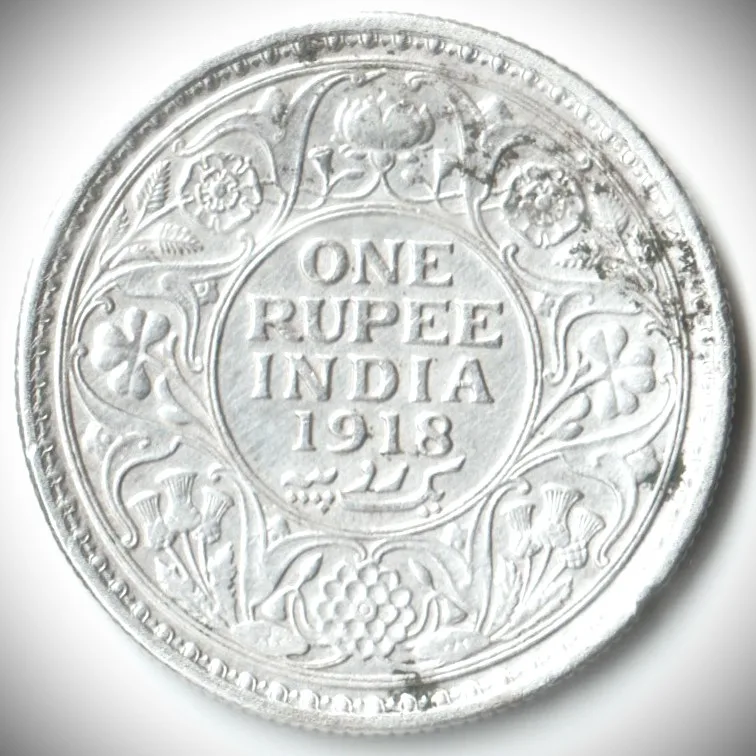 Rare 1918 One Rupee of George V King Emperor Calcutta Mint Silver 11.66 Gram British India Coin Same as per shown given