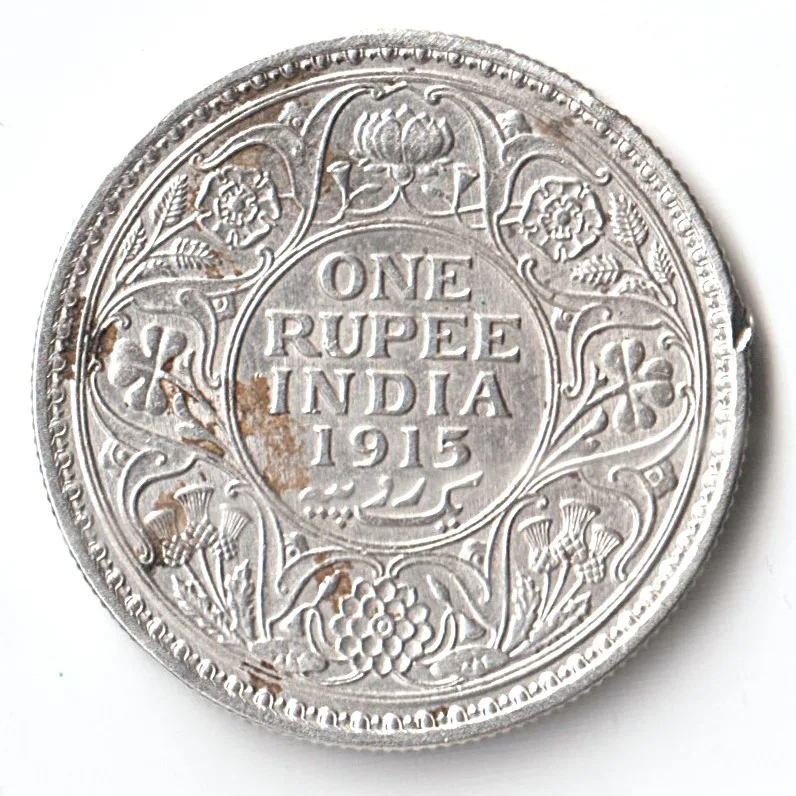 Rare 1915 One Rupee of George V King Emperor Calcutta Mint Silver 11.66 Gram British India Coin Same as per shown given