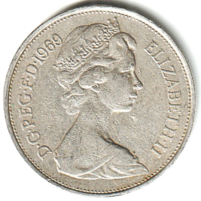 Extremely Rare Coins of 10 New Pence Coins of Queen Elizabeth II D.G. REG. F.D.1969 United Kingdom, British Overseas Territories and Crown Dependencies