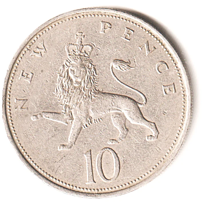 Extremely Rare Coins of 10 New Pence Coins of Queen Elizabeth II D.G. REG. F.D.1969 United Kingdom, British Overseas Territories and Crown Dependencies