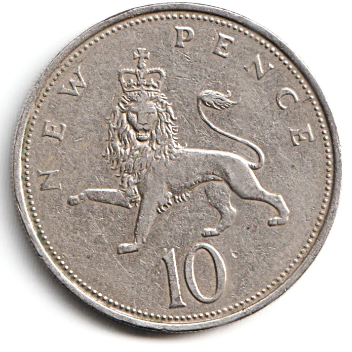 Extremely Rare Coins of 10 New Pence Coins of Queen Elizabeth II D.G. REG. F.D.1968 United Kingdom, British Overseas Territories and Crown Dependencies