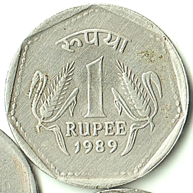 Rare 1 Rupee 1989 Republic of India Calcutta Mint Coinage India Coin