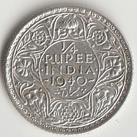 Rare 1/4 Rupee 1940 Silver Coin Bombay Mint George Vl King Emperor British India Coin