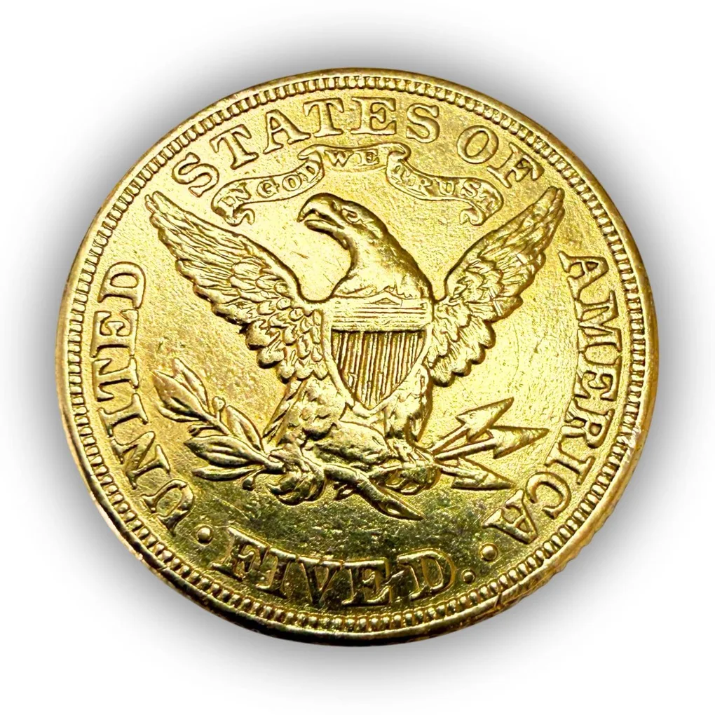 United States Liberty Half Eagle Year 1881 Gold Coin 5 Dollar 8.359 Grams Troy Oz Gold Unique and Rare