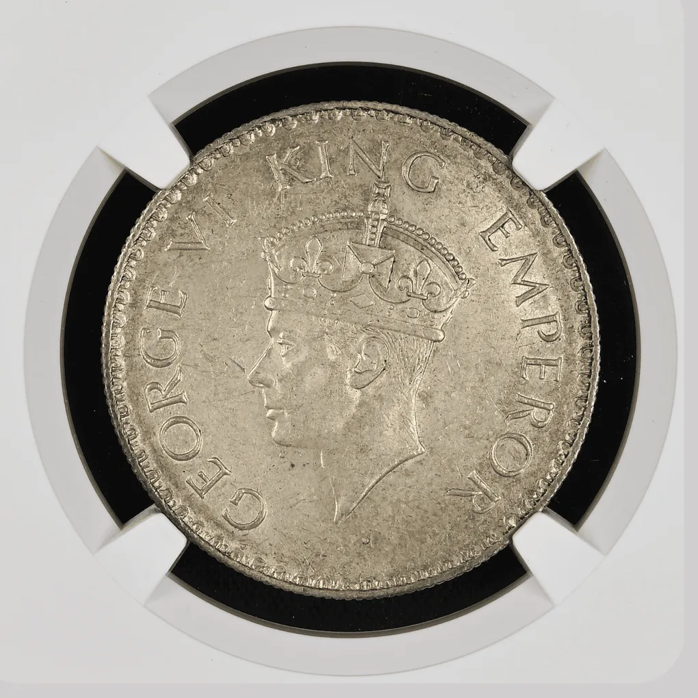 RARE 1938(B) INDIA RUPEE UNC CONDITION NGC GRADED HIGH GRADE MS 62