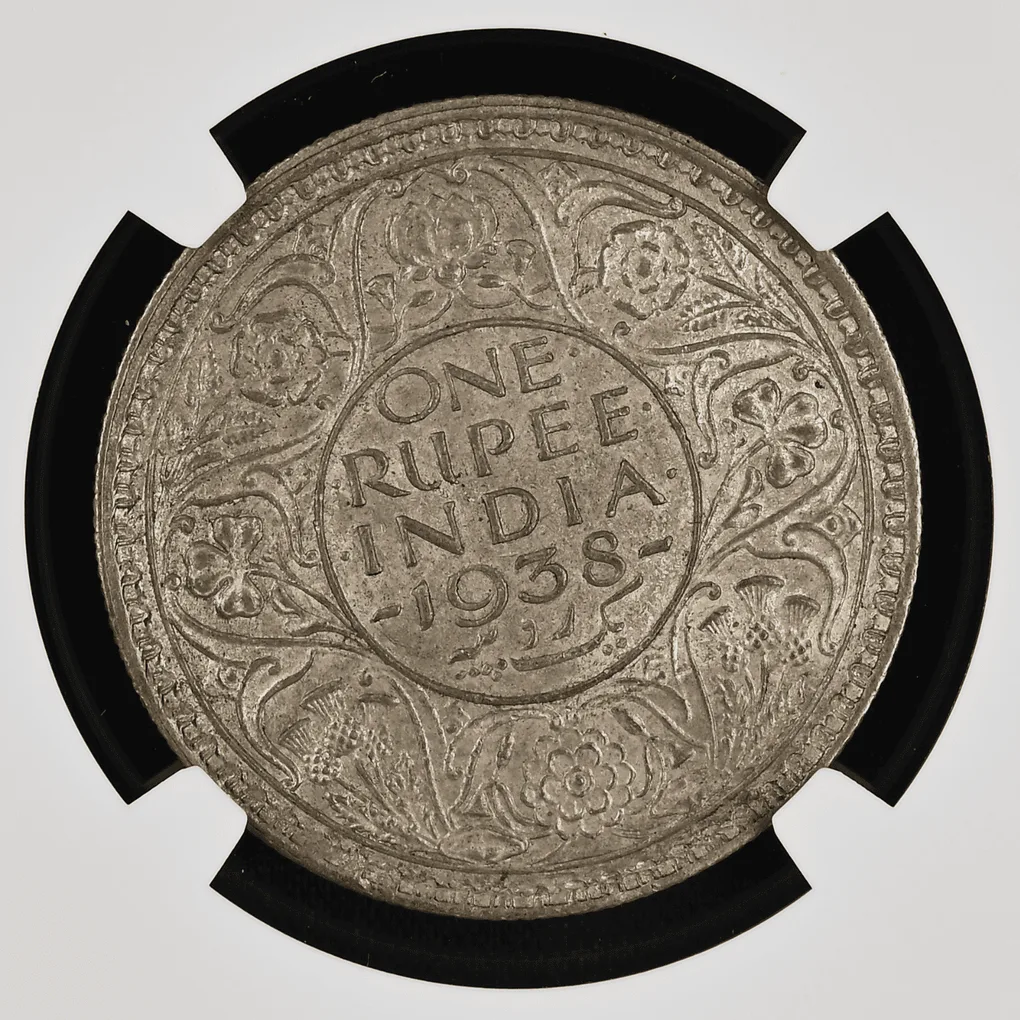 RARE 1938(B) INDIA RUPEE UNC CONDITION NGC GRADED HIGH GRADE MS 62