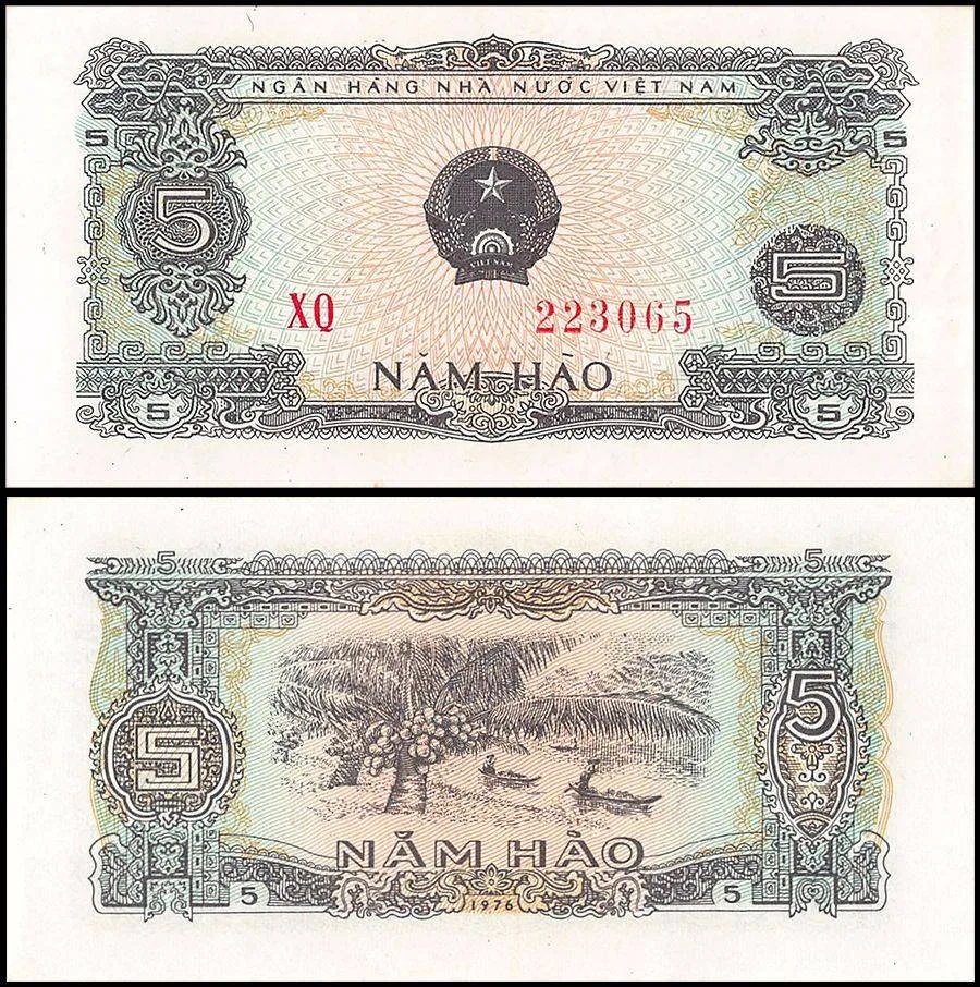 Vietnam 5 Hao World Banknote 1976 P79 UNC Unique and Rare