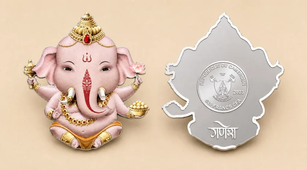 Cameroon 500 Francs 2023 CFA Ganesha (Silver (.999) Weight 10 g) Rare Beautiful Coin Set