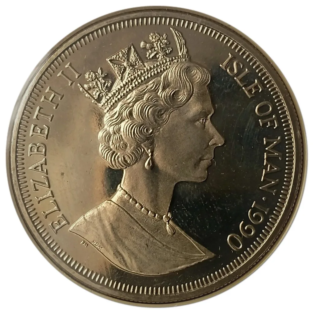 Isle of Man 1 Crown 1990 - Elizabeth II Winston Churchill Rare Coin ( First Day Cover with Stamp )
