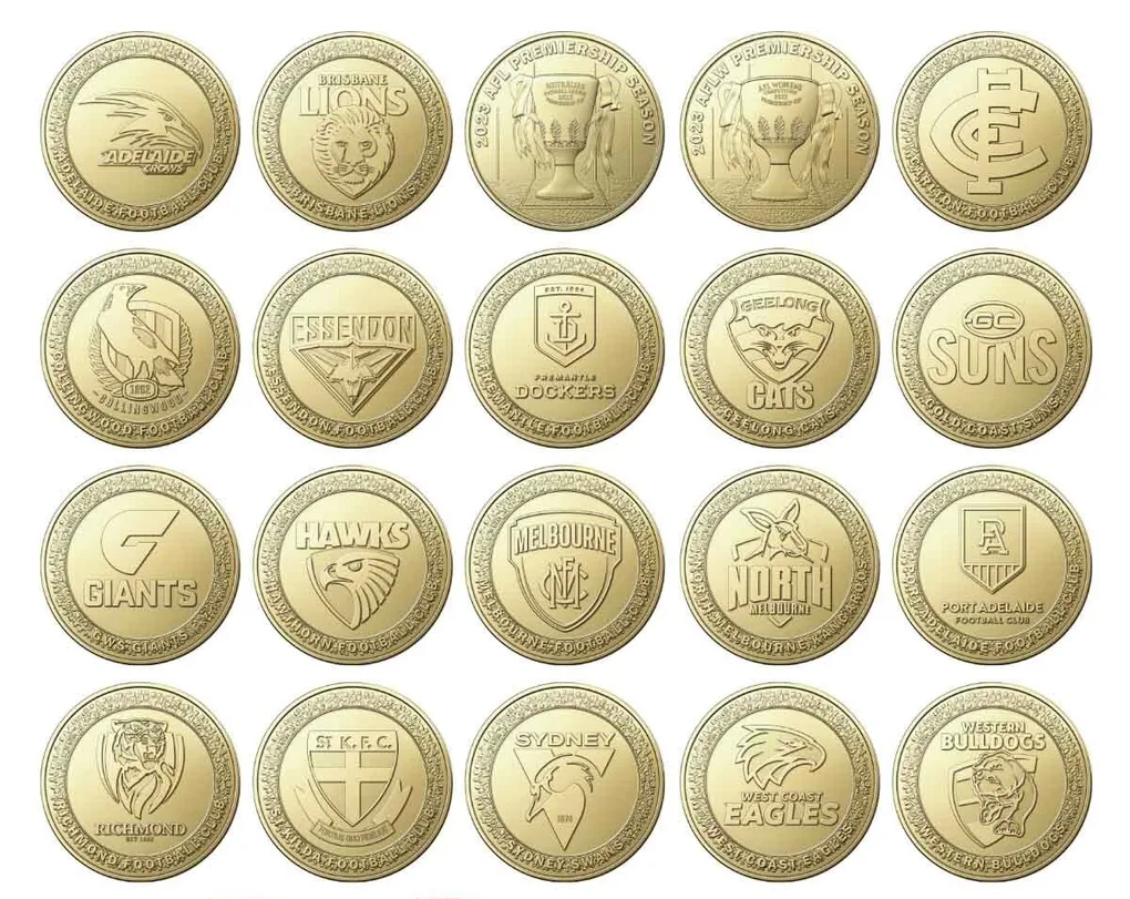1 Dollar's 2023 Australian Football League (AFL) 20 Coin Set with Folder