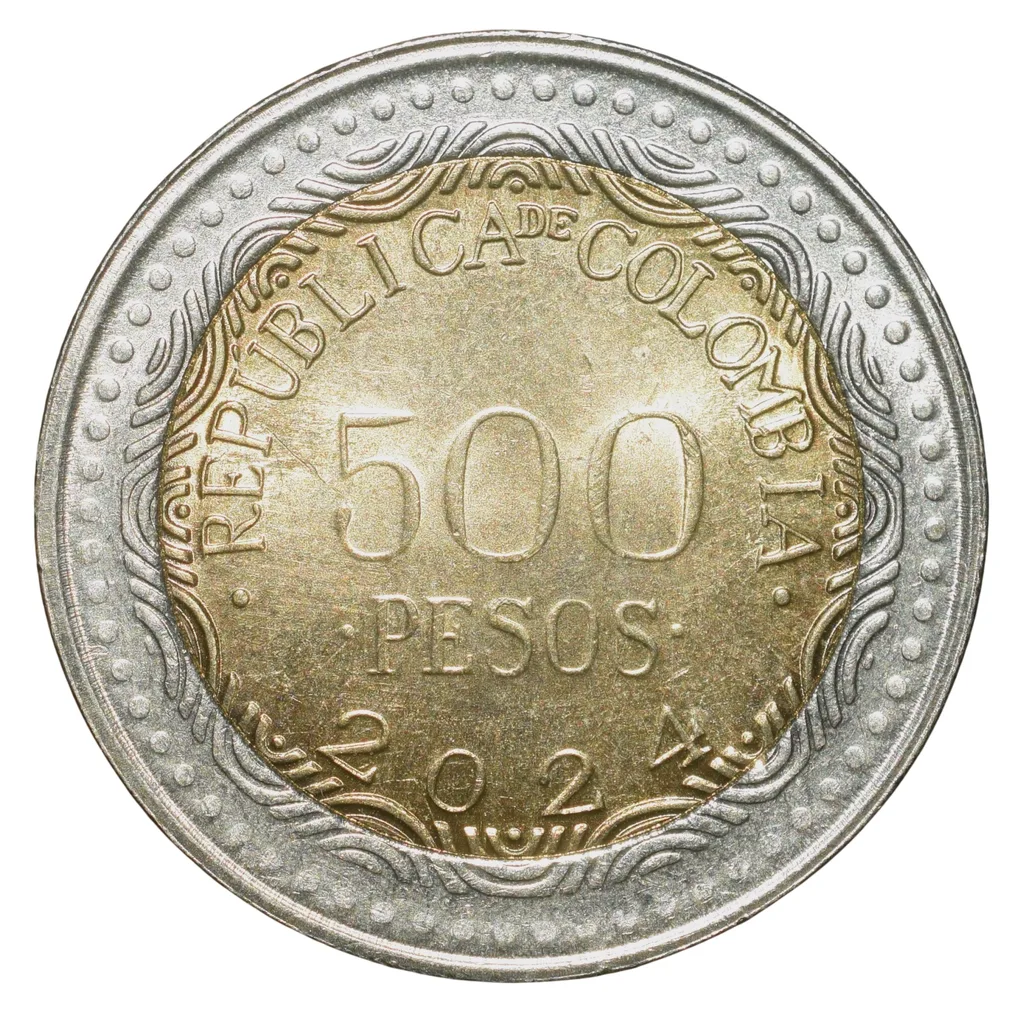 Bi-Metal 500 Pesos of Colombia (AD 2024) with Glass frog (Hyalinobatrachium pellucidum) UNC Grade