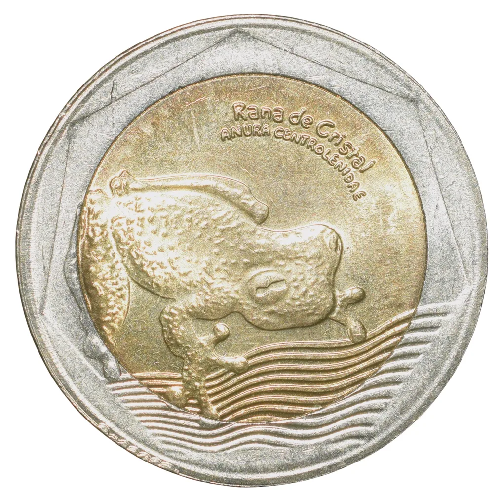 Bi-Metal 500 Pesos of Colombia (AD 2024) with Glass frog (Hyalinobatrachium pellucidum) UNC Grade