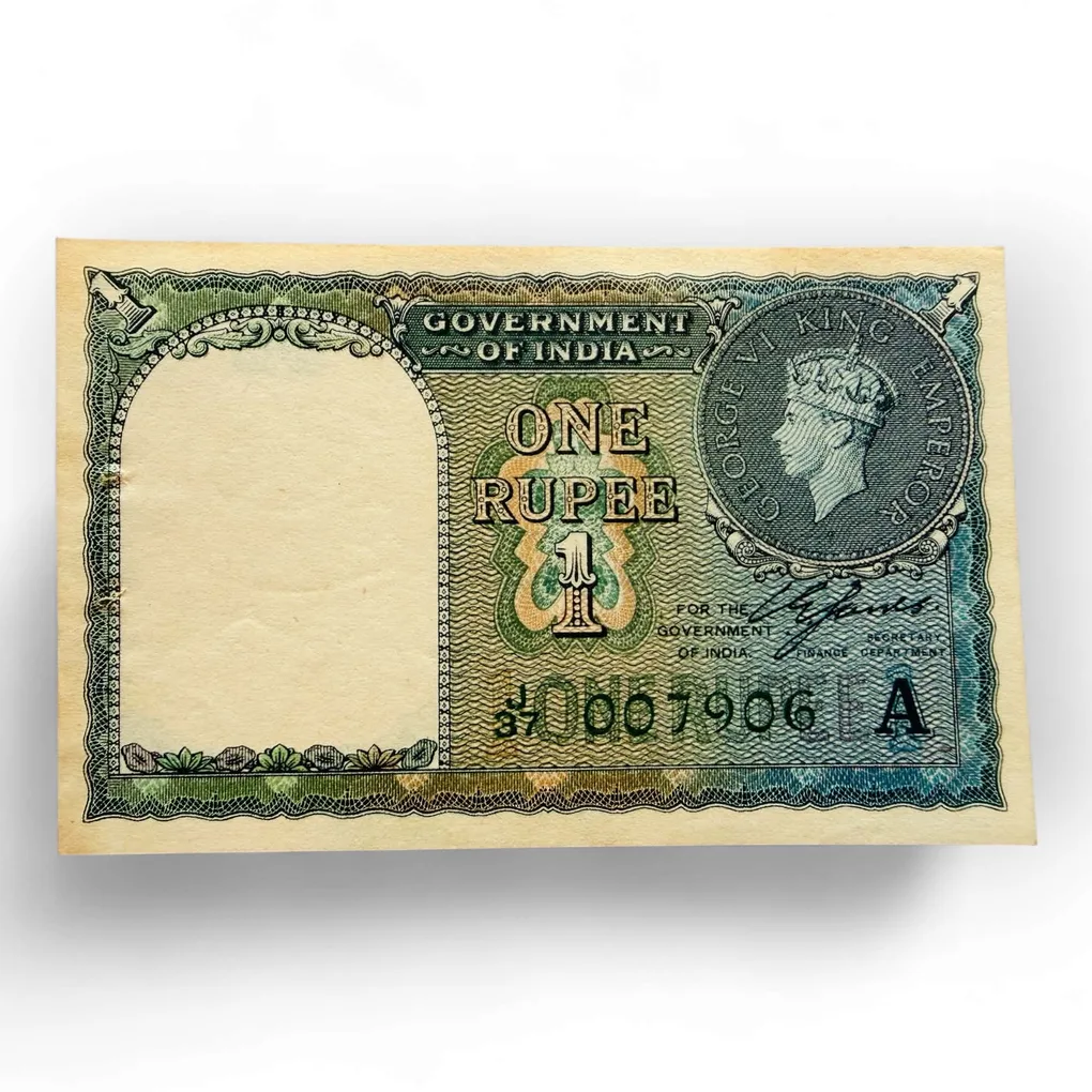 Re 1 British India Banknote Issue King George VI Signed By C E Jones Unique and Rare