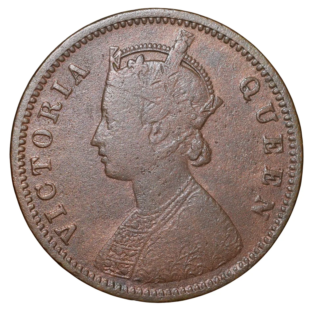 Rare Copper 1/4 Anna of Victoria Queen (AD 1876) of Calcutta Mint Reverse Type 1