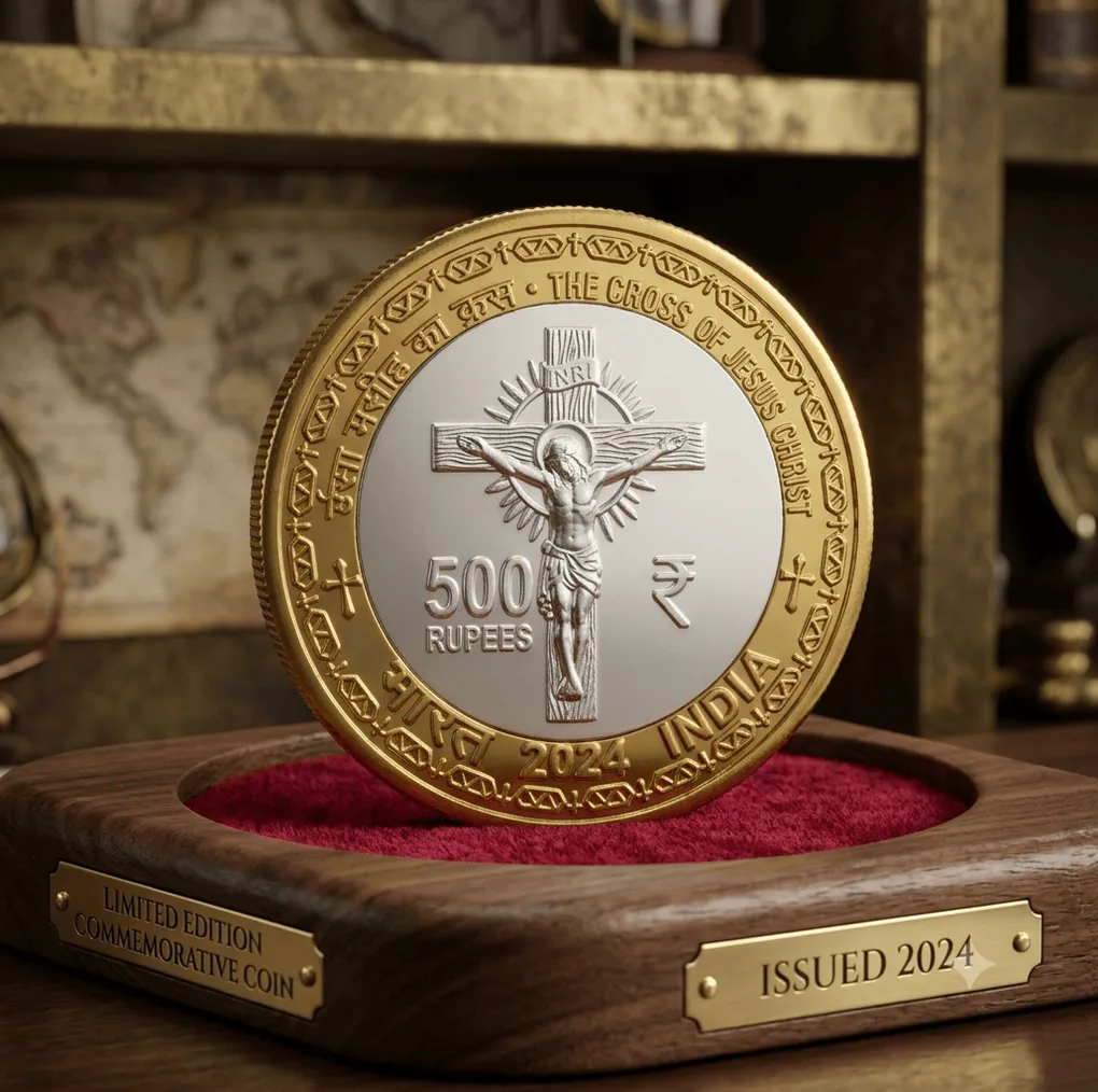 The Cross Of Jesus Christ 500 Rupees 2024 Bimetallic Beautiful Medieval Token Coin