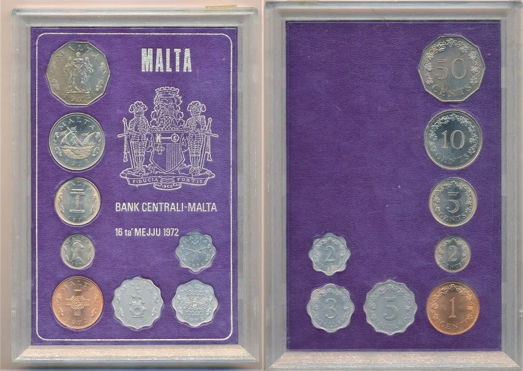 1972 Malta Uncirculated 8-Coin Decimal Year Set All Different Denomination Rare ( 8 Coin Set )