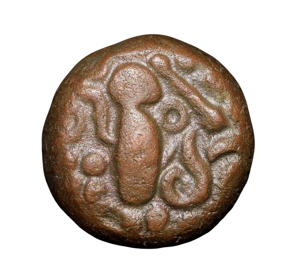 Copper Dramma of Malwa Gadhaiya Deravative (AD 1200-1302) Devanagari "Sri Omkara" Type