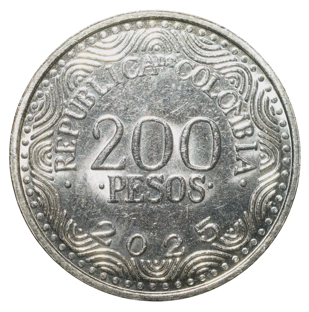 Nickel-Brass 200 Pesos of Colombia (AD 2025) with Scarlet macaw (Ara macao) on a tree branch