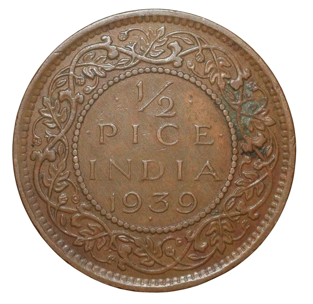 Bronze 1/2 Pice of George VI (AD 1939) of Bombay Mint Head Type I