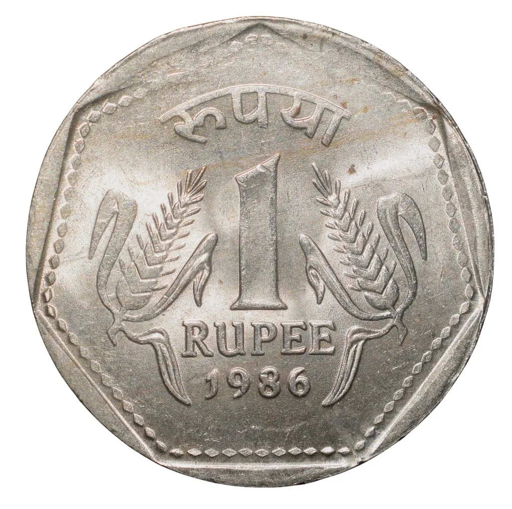 Copper-Nickel 1 Rupee of Republic India (AD 1986) of Calcutta Mint Security Edge Scarce
