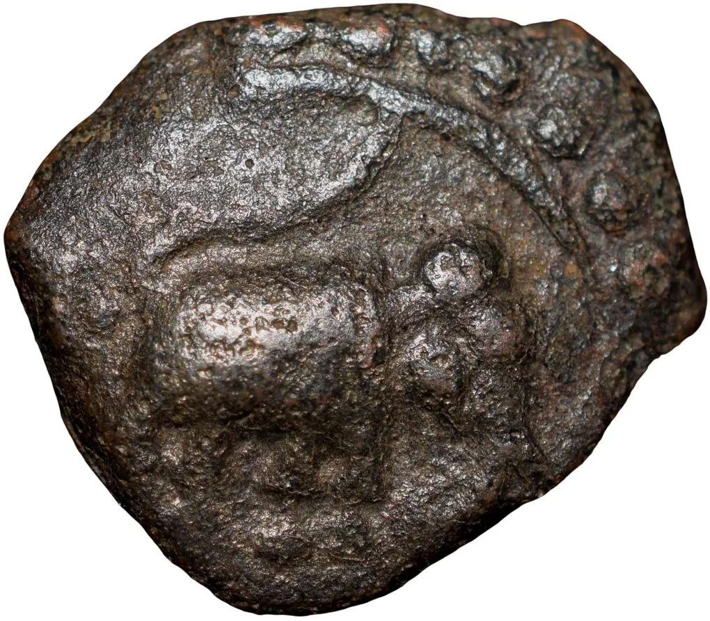 Copper 1/4 Paisa(Akhtar) of Tipu Sultan(AD 1787-99) of Mysore Kingdom Farrukhyab Hisar Mint KM61.3