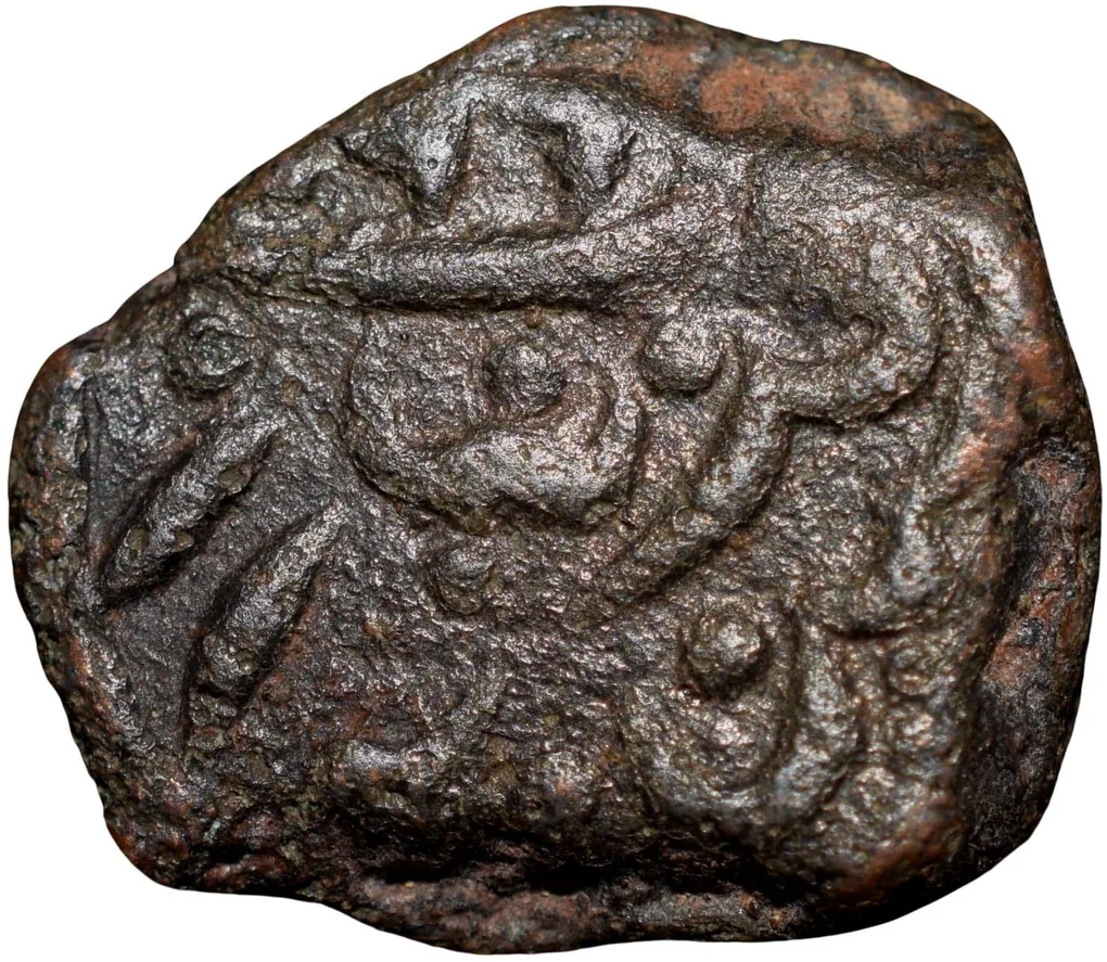 Copper 1/4 Paisa(Akhtar) of Tipu Sultan(AD 1787-99) of Mysore Kingdom Farrukhyab Hisar Mint KM61.3