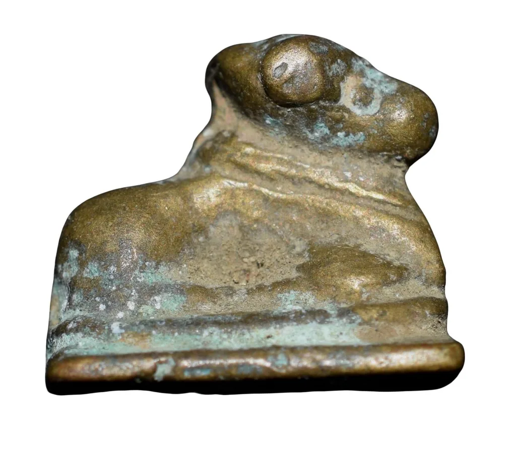 Antique Brass Seated Nandi (18th - 19th Cen. AD)