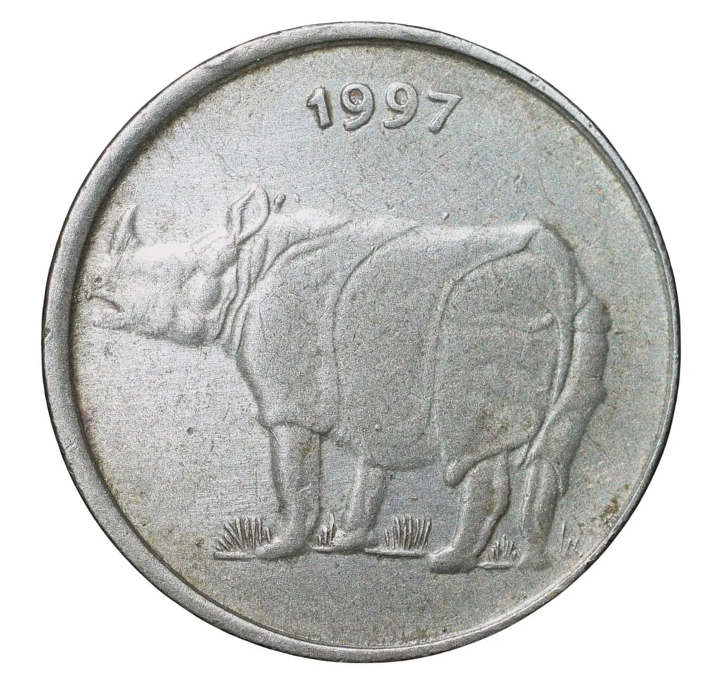 Steel 25 Paise of Republic India (AD 1997) of Calcutta Mint Scarce